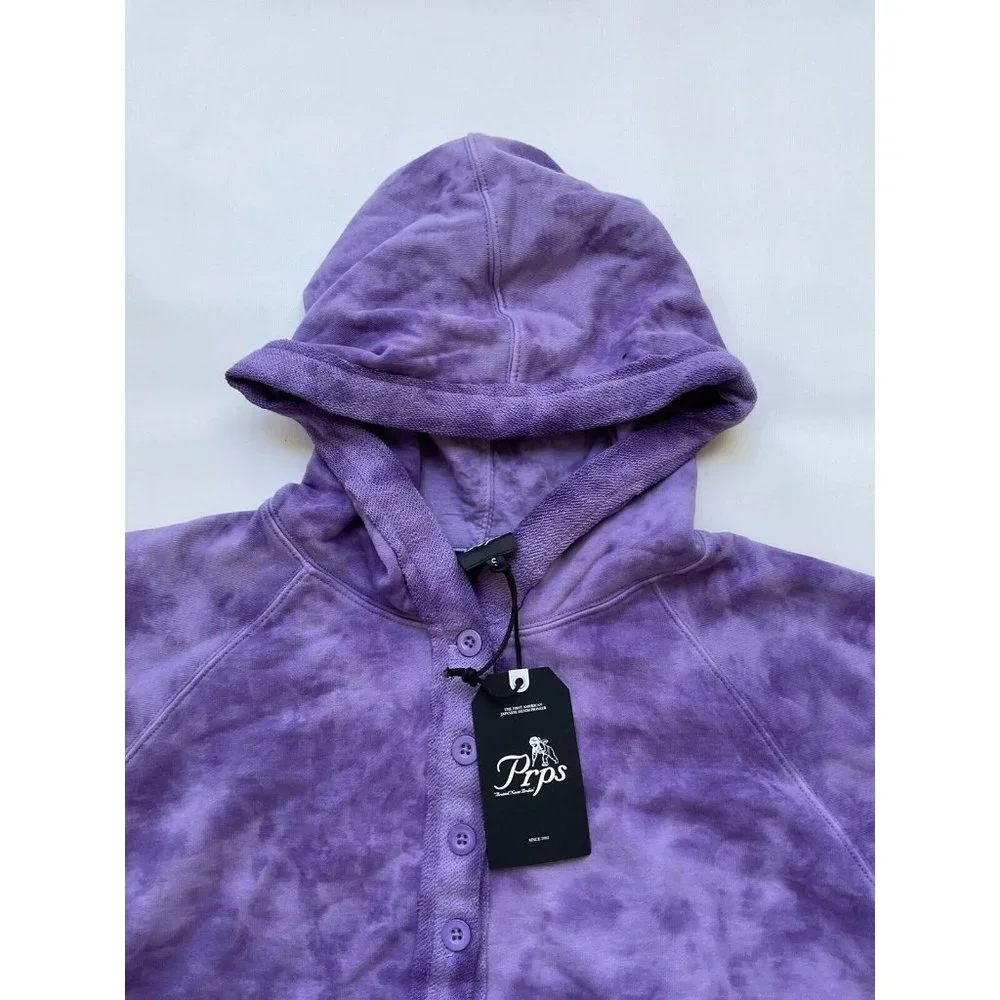 PRPS Women’s Pullover Hoodie Crop Purple Tie Dye Wash Size S